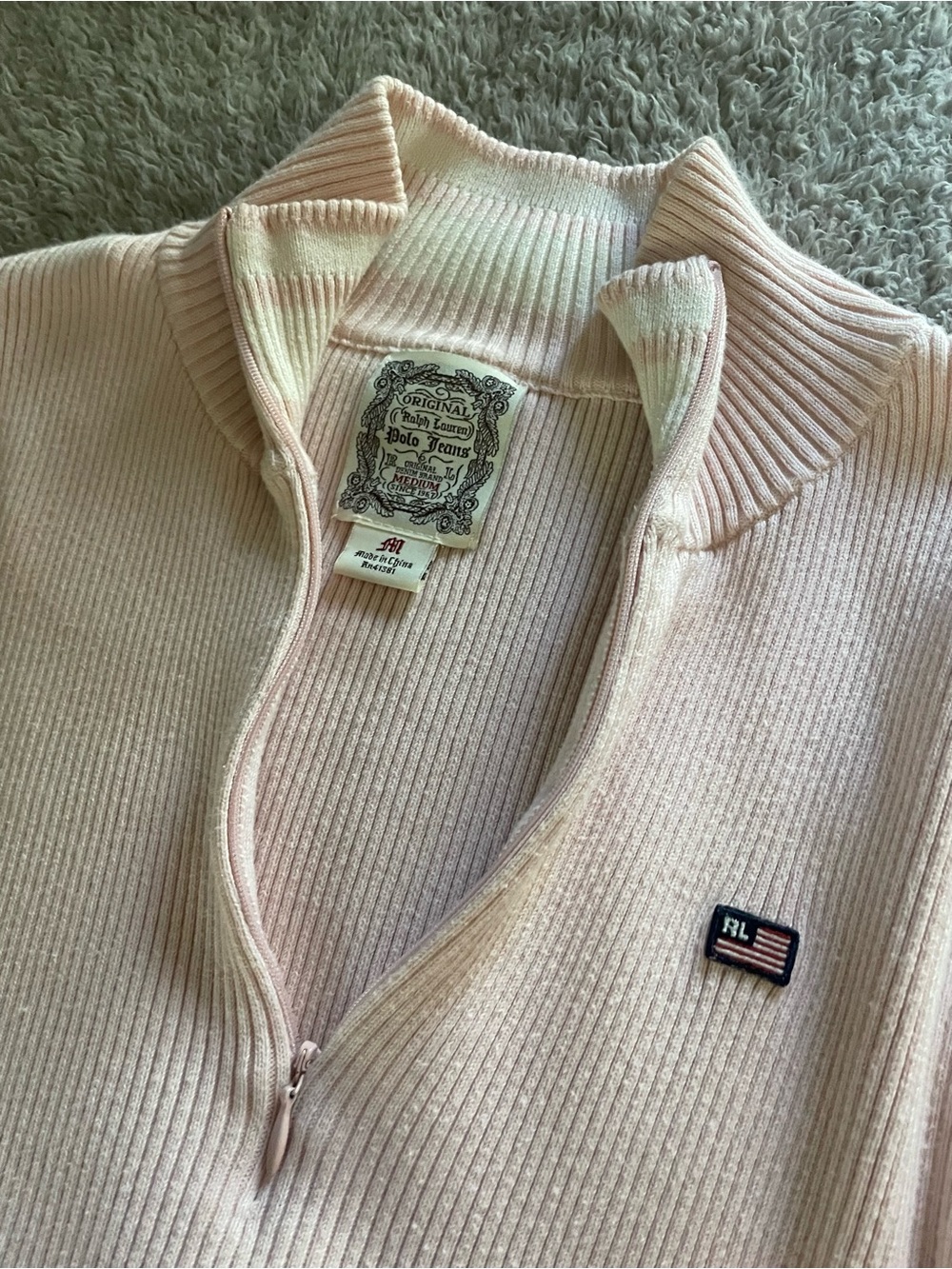 Pale Pink Ribbed Half-Zip - Picture 2 of 4